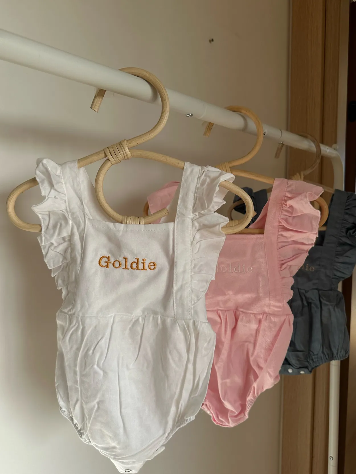 Personalised Pink Ruffle Baby Romper