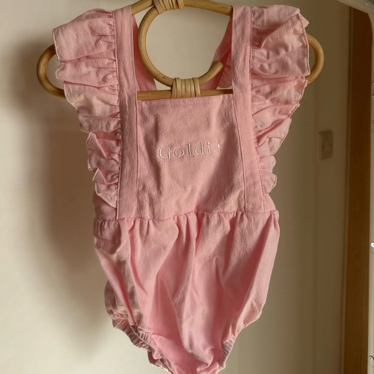Personalised Pink Ruffle Baby Romper