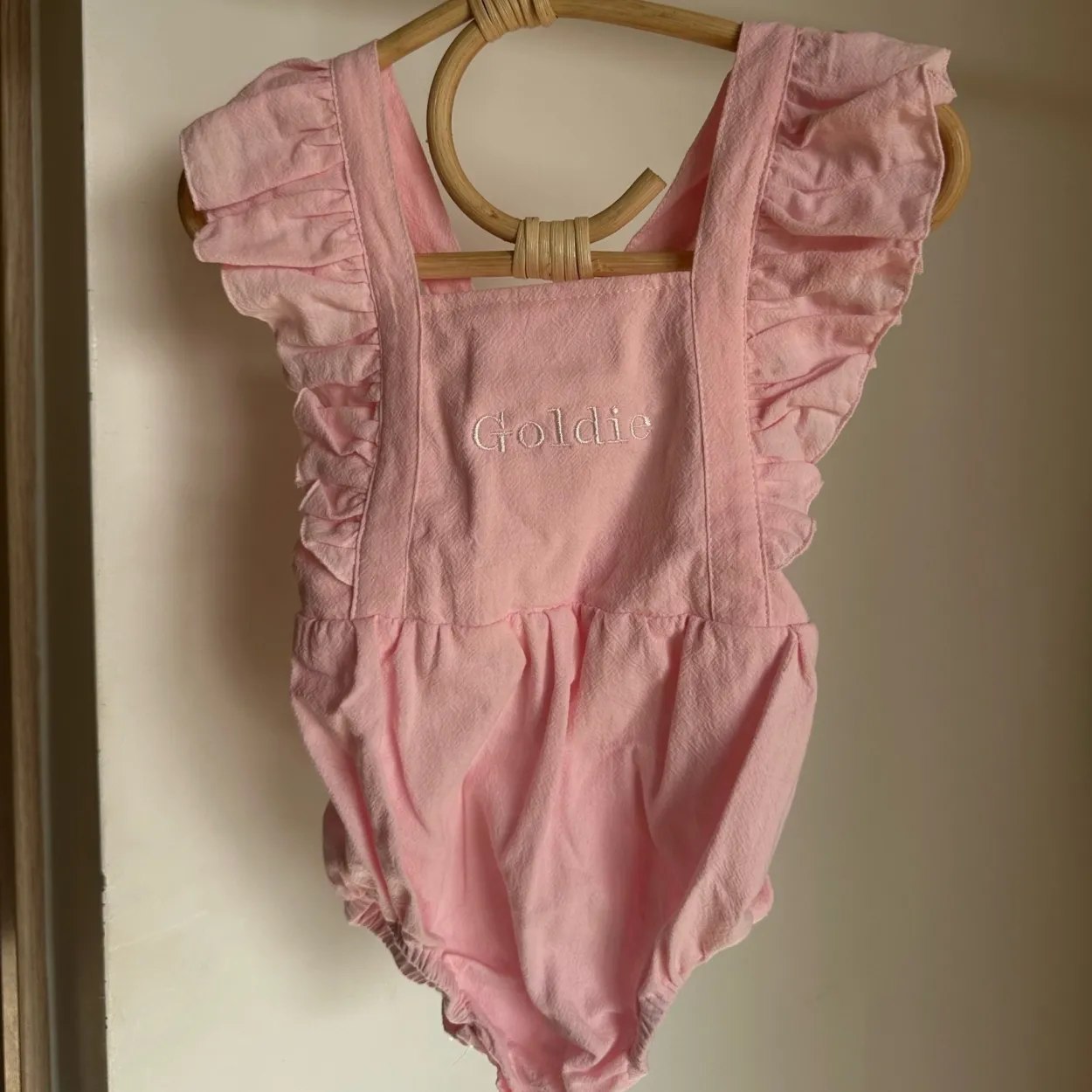 Personalised Pink Ruffle Baby Romper