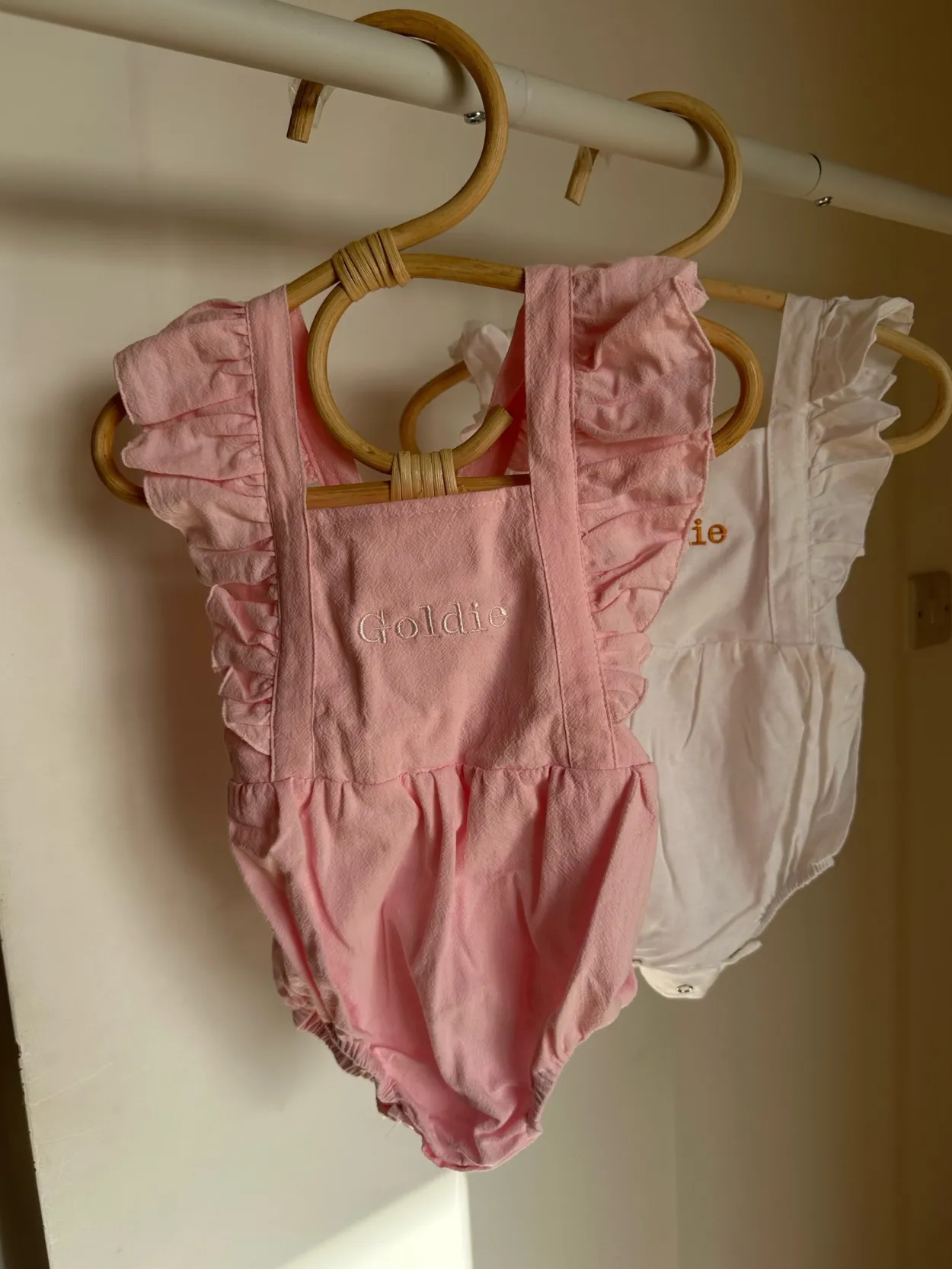 Personalised Pink Ruffle Baby Romper
