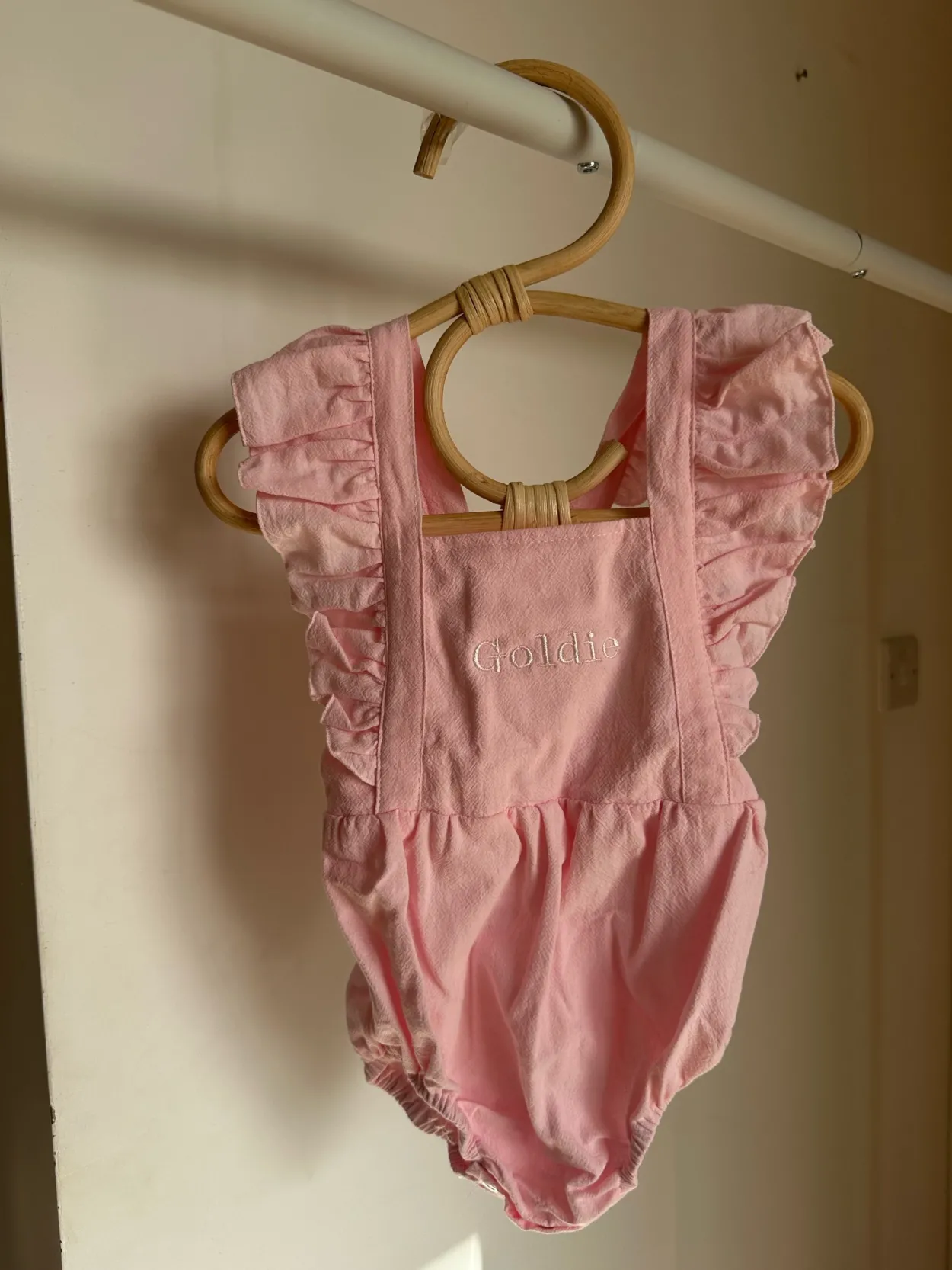 Personalised Pink Ruffle Baby Romper