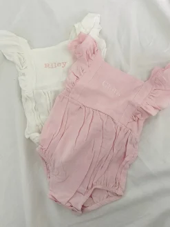 Personalised Pink Ruffle Baby Romper