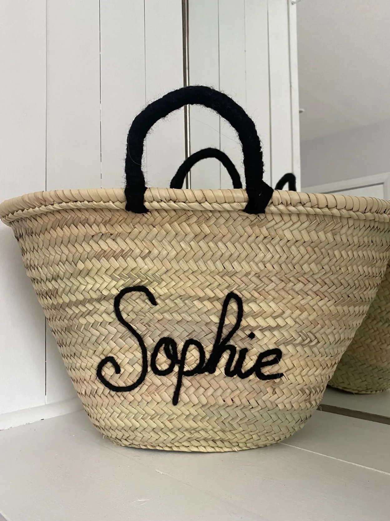 Personalised wool handle basket
