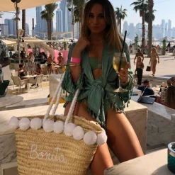 Rope Handle Embroidered Basket