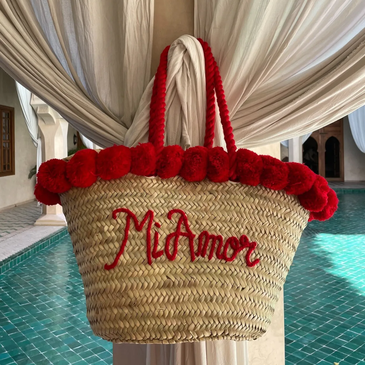 Rope Handle Embroidered Basket