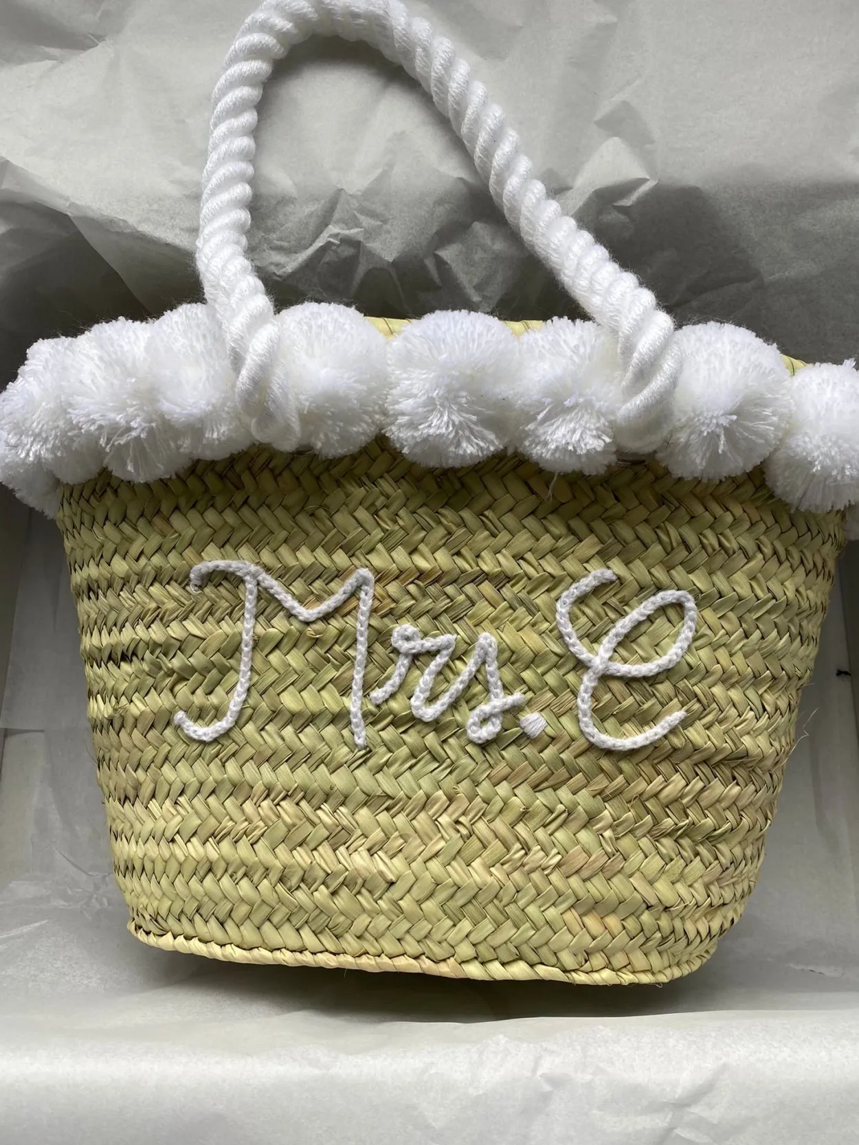 Rope Handle Embroidered Basket