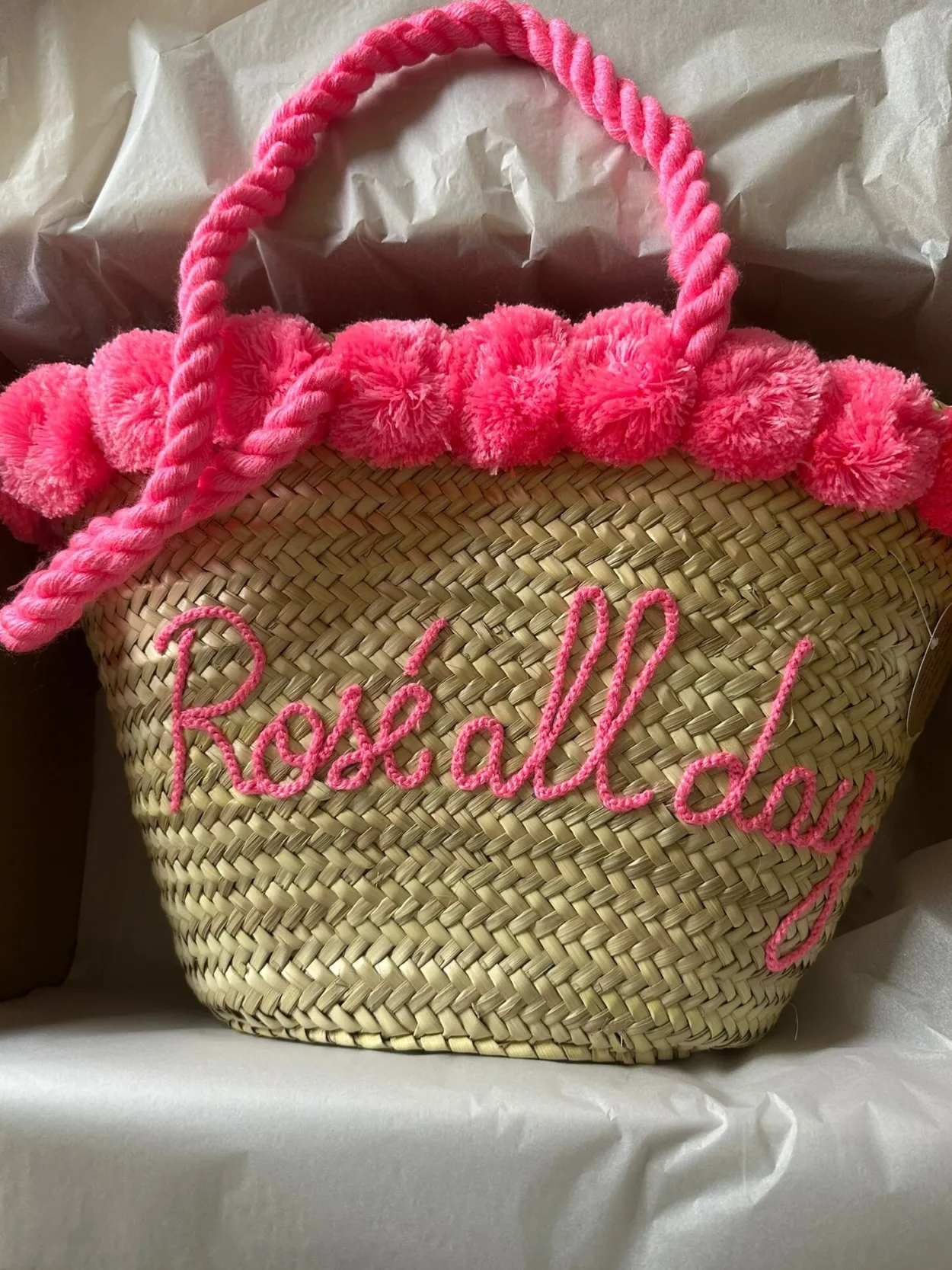 Rope Handle Embroidered Basket