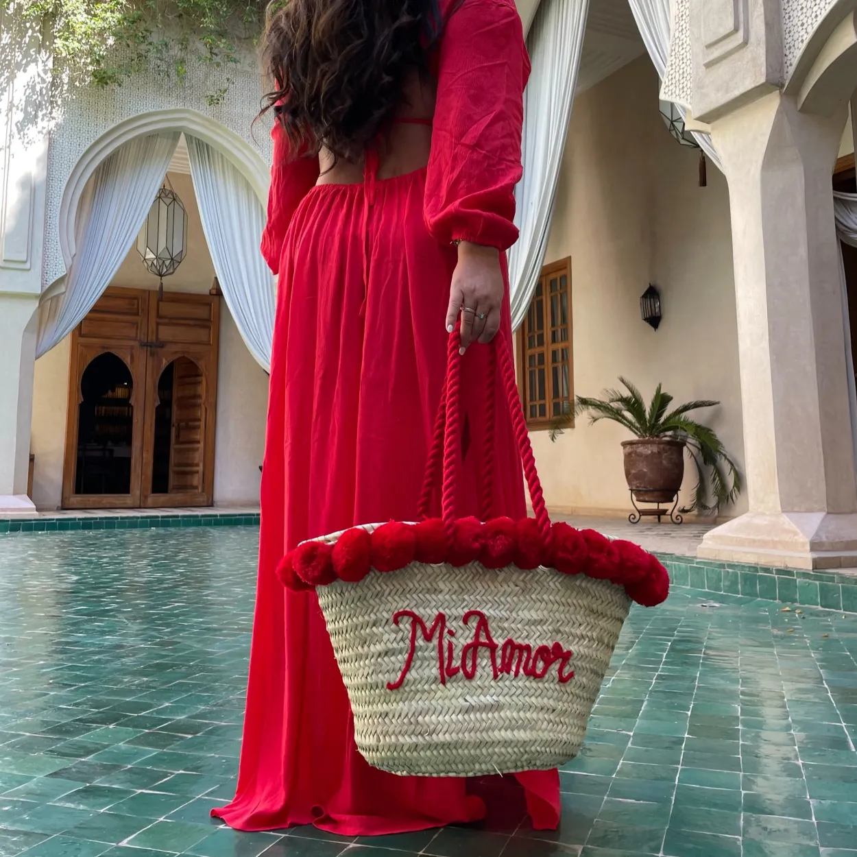 Rope Handle Embroidered Basket