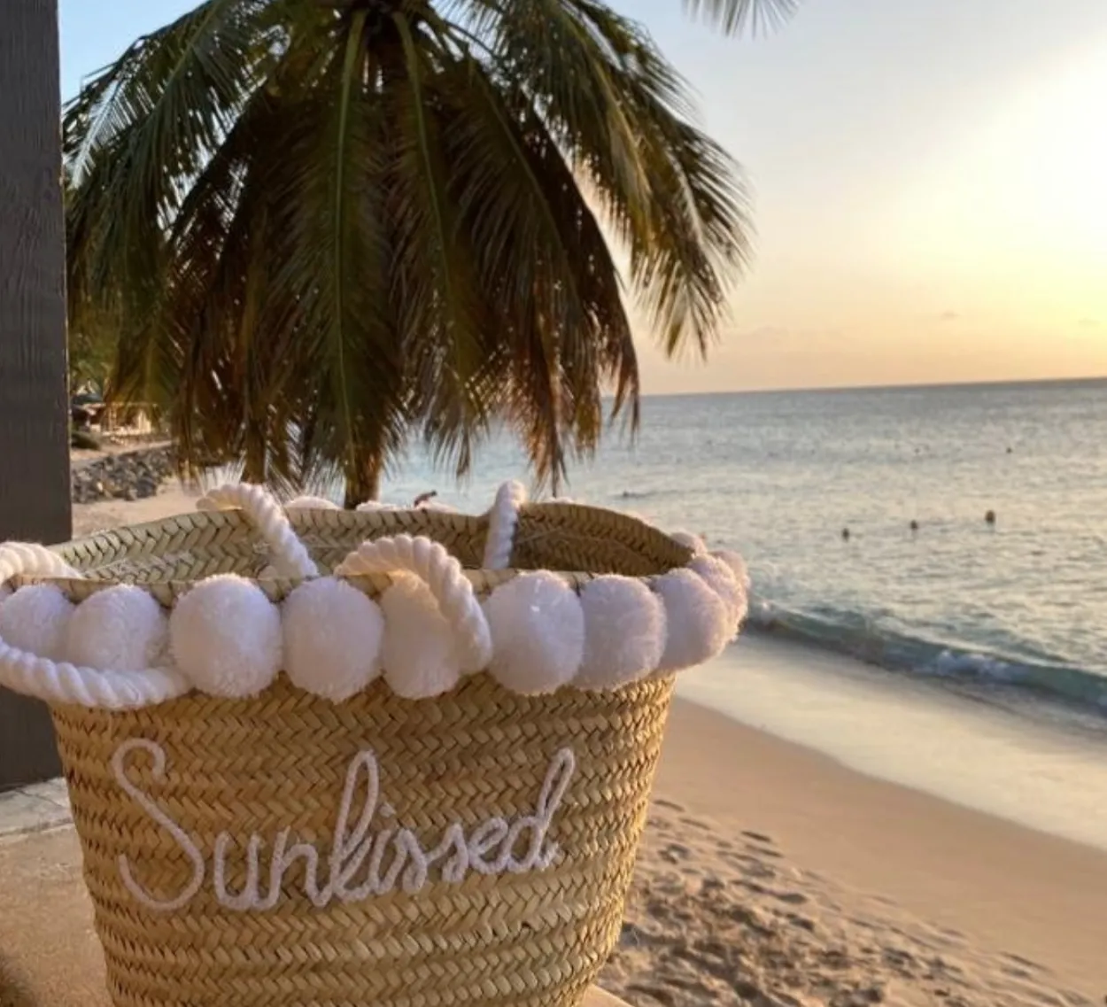 Rope Handle Embroidered Basket