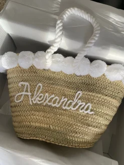 Rope Handle Embroidered Basket