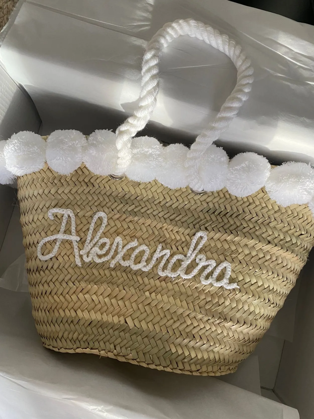 Rope Handle Embroidered Basket