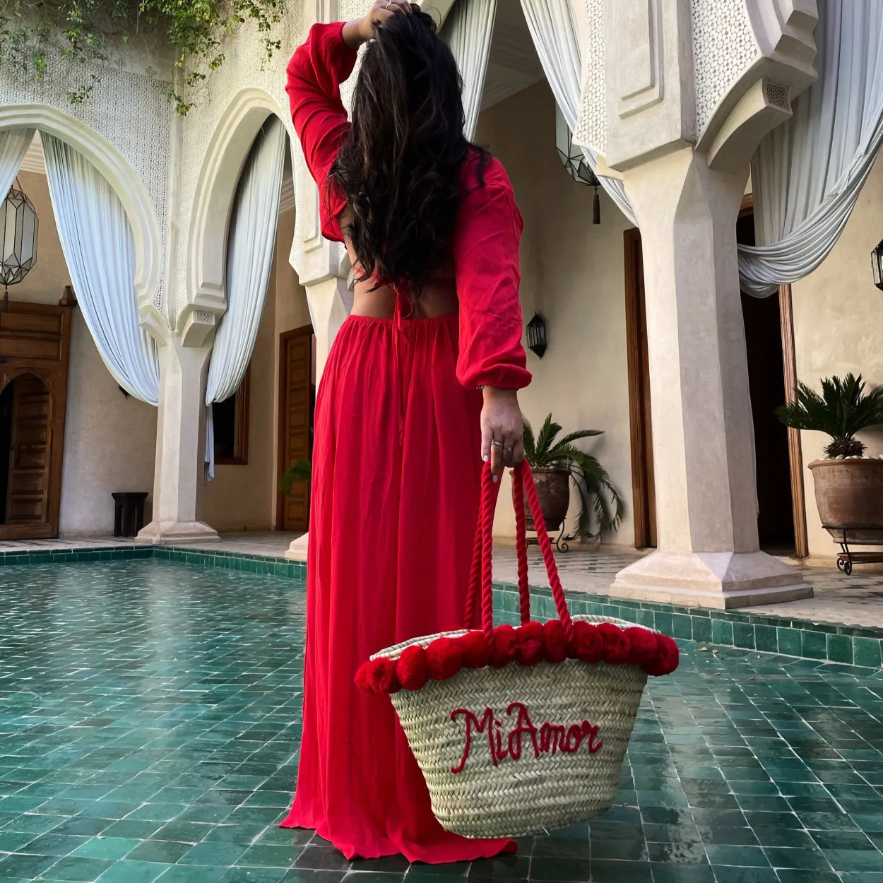 Rope Handle Embroidered Basket