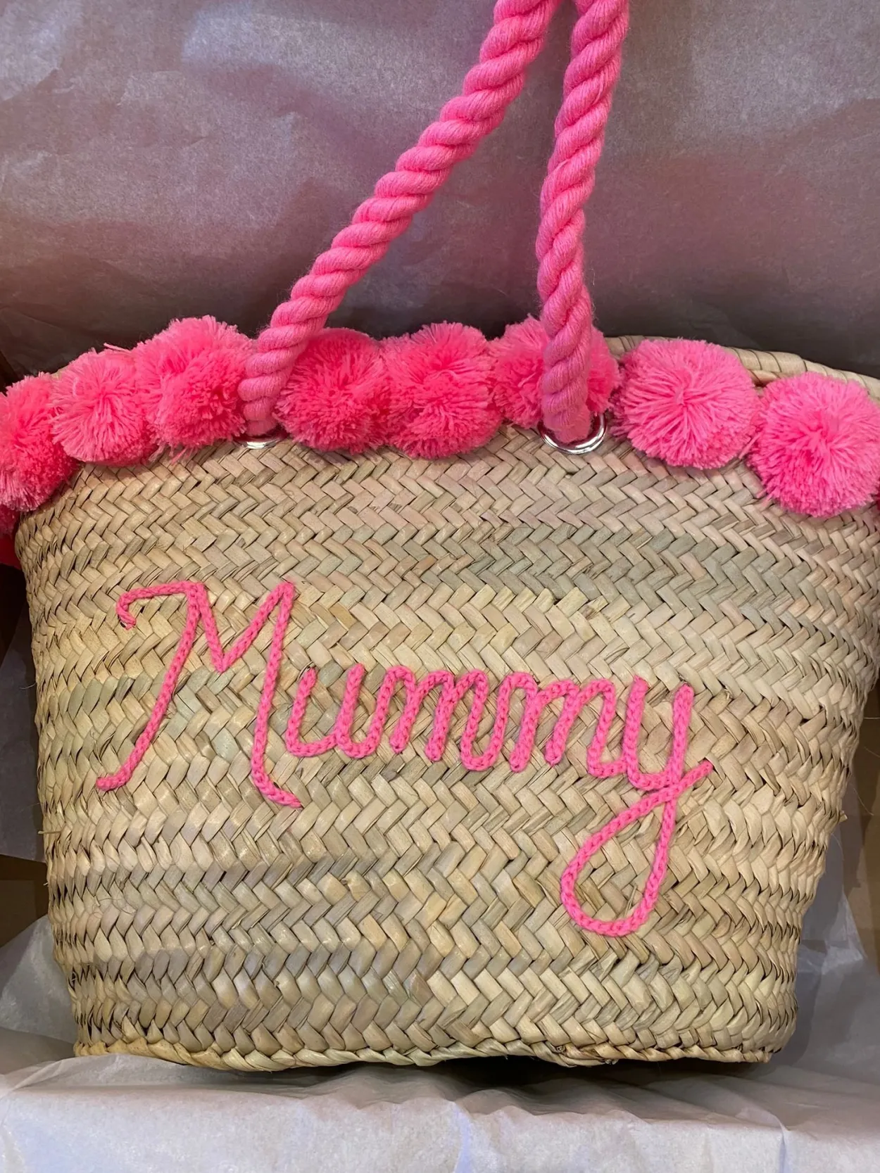 Rope Handle Embroidered Basket