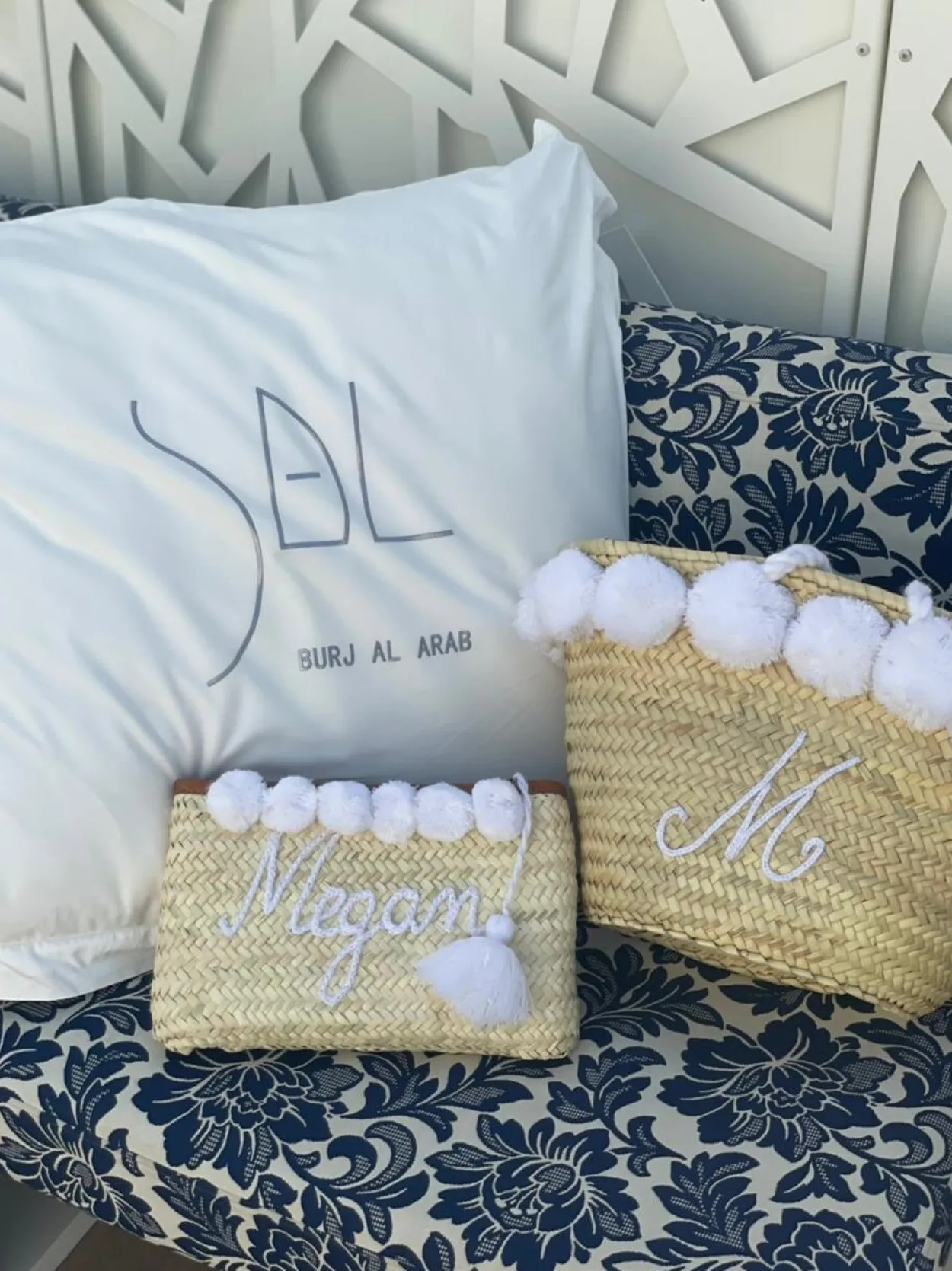 Rope Handle Embroidered Basket