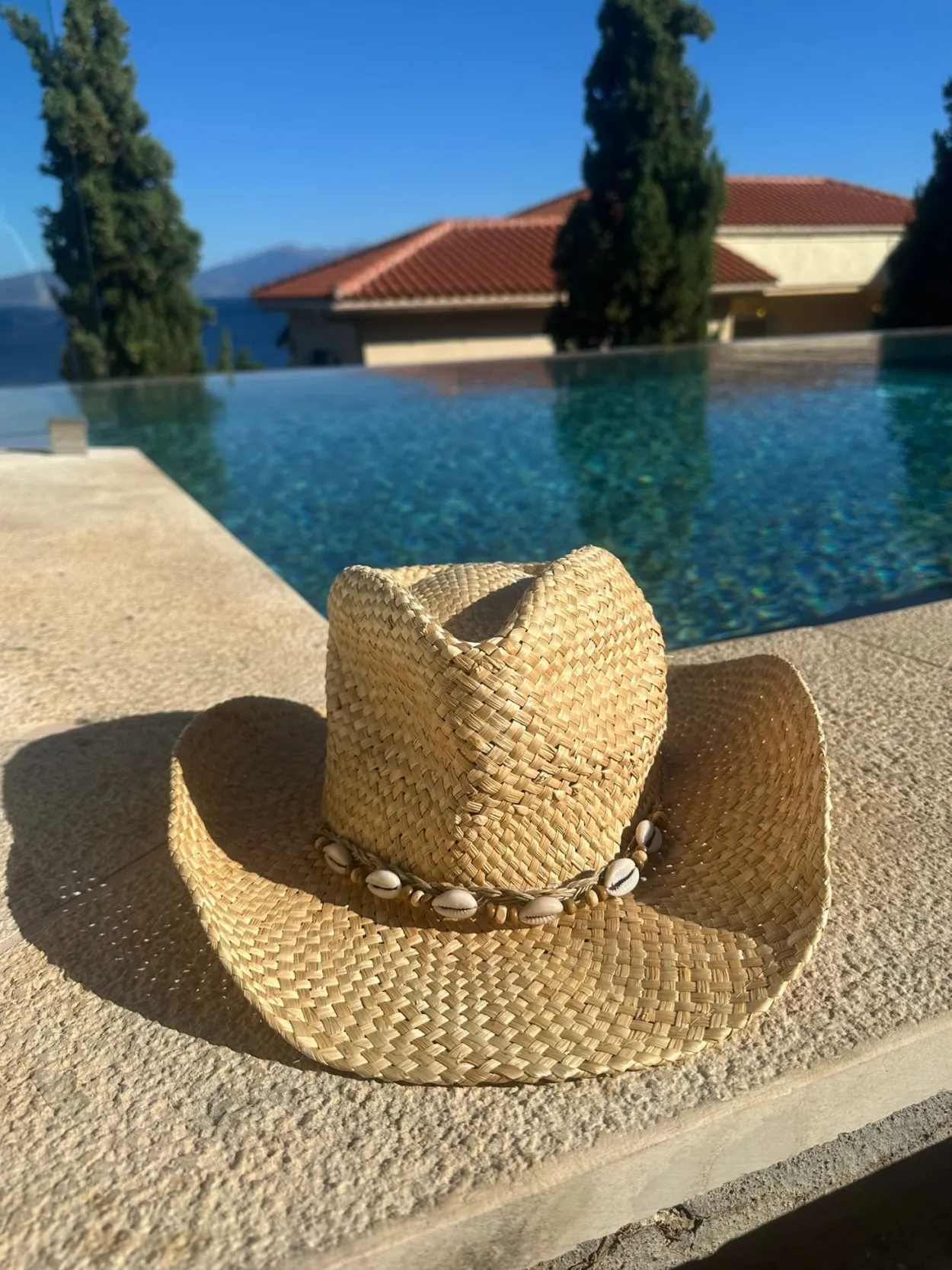 Straw Cowboy Hat with Shell Band