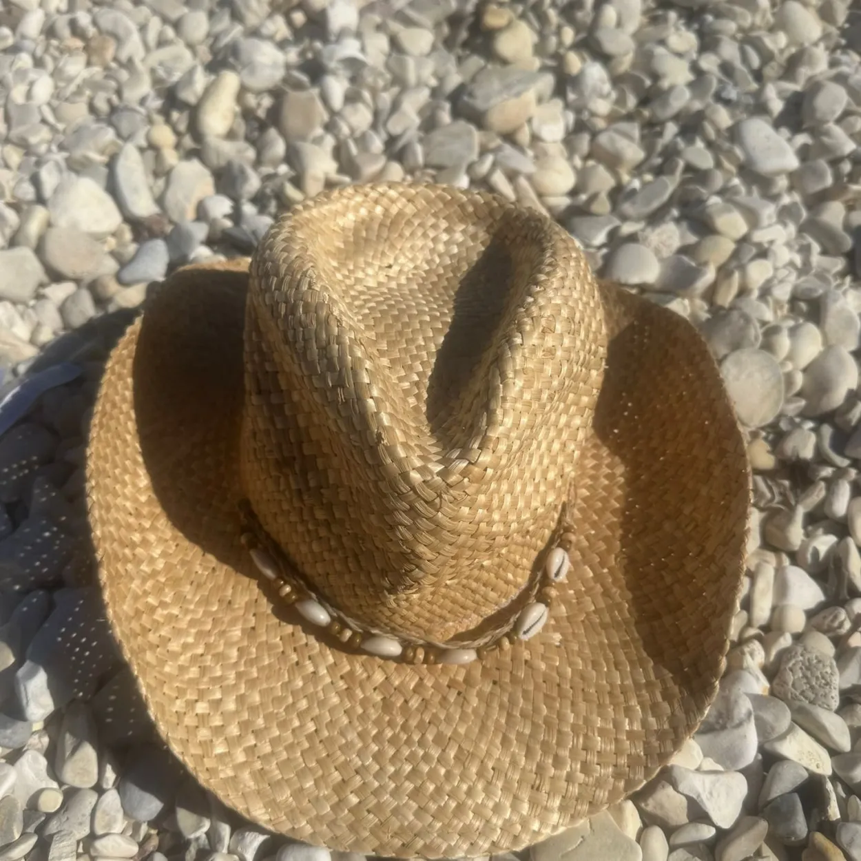 Straw Cowboy Hat with Shell Band