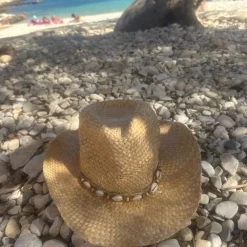 Straw Cowboy Hat with Shell Band