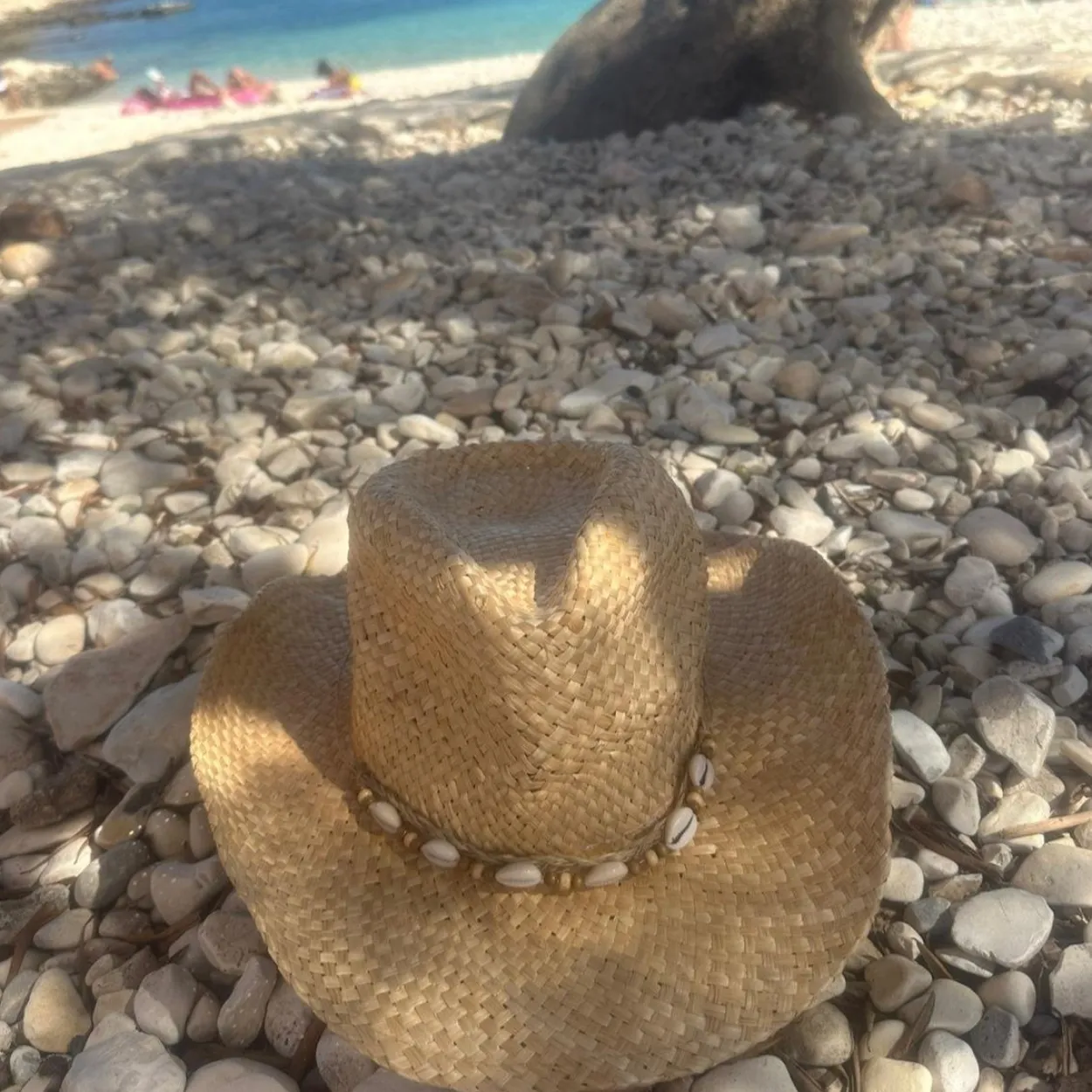 Straw Cowboy Hat with Shell Band