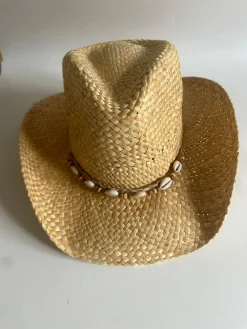 Straw Cowboy Hat with Shell Band
