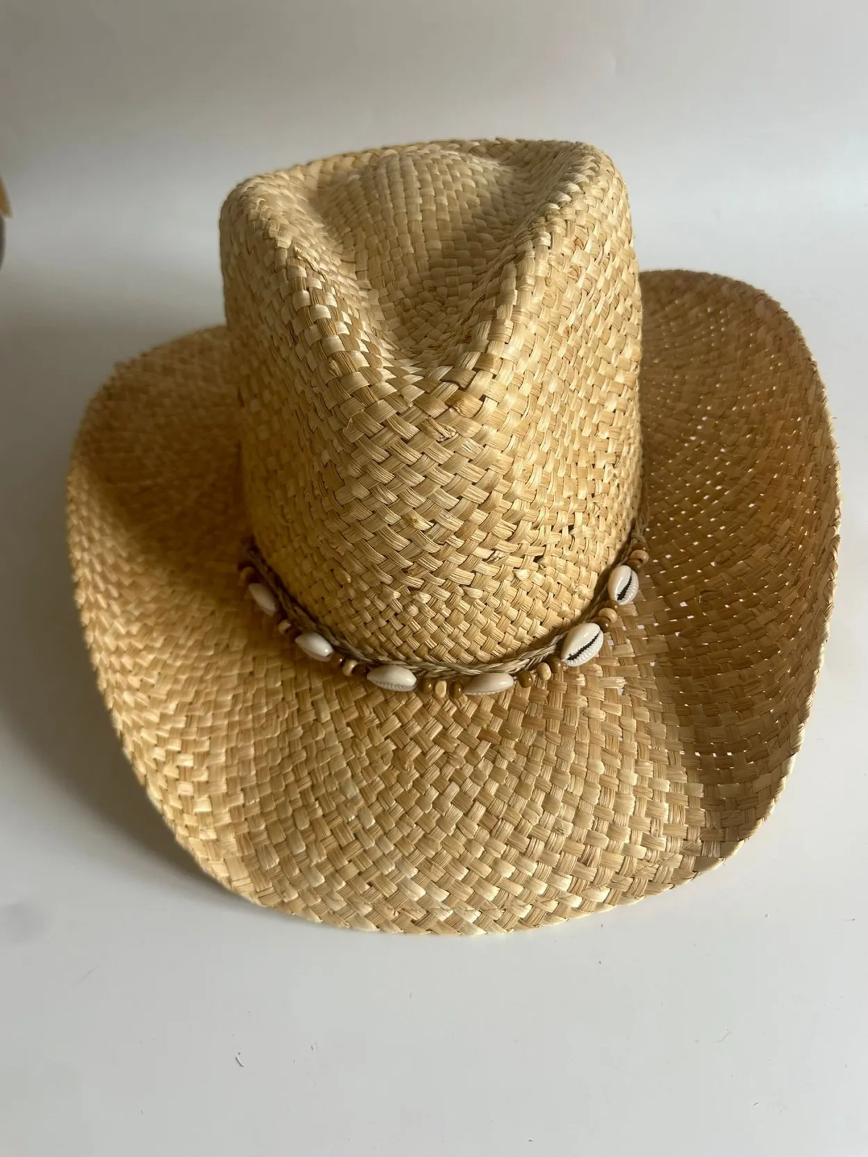 Straw Cowboy Hat with Shell Band