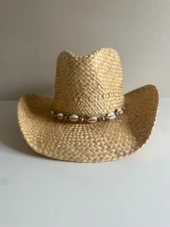 Straw Cowboy Hat with Shell Band