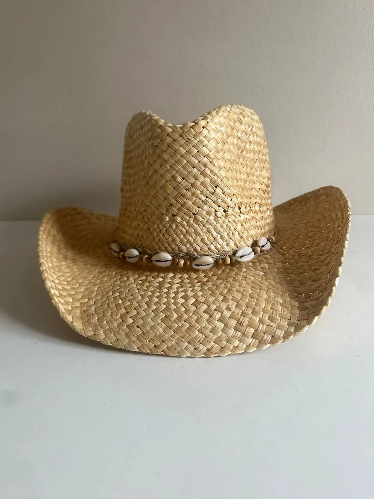 Straw Cowboy Hat with Shell Band