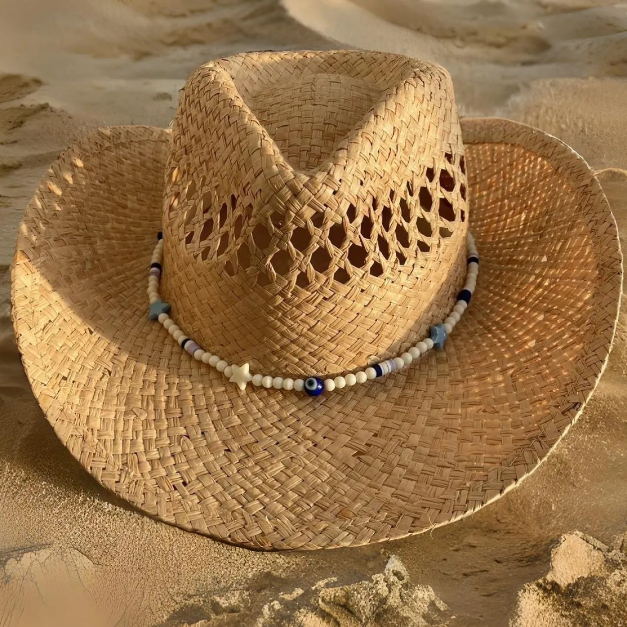 The Adult Cowboy Hat - Lucky Evil Eye Bead Band