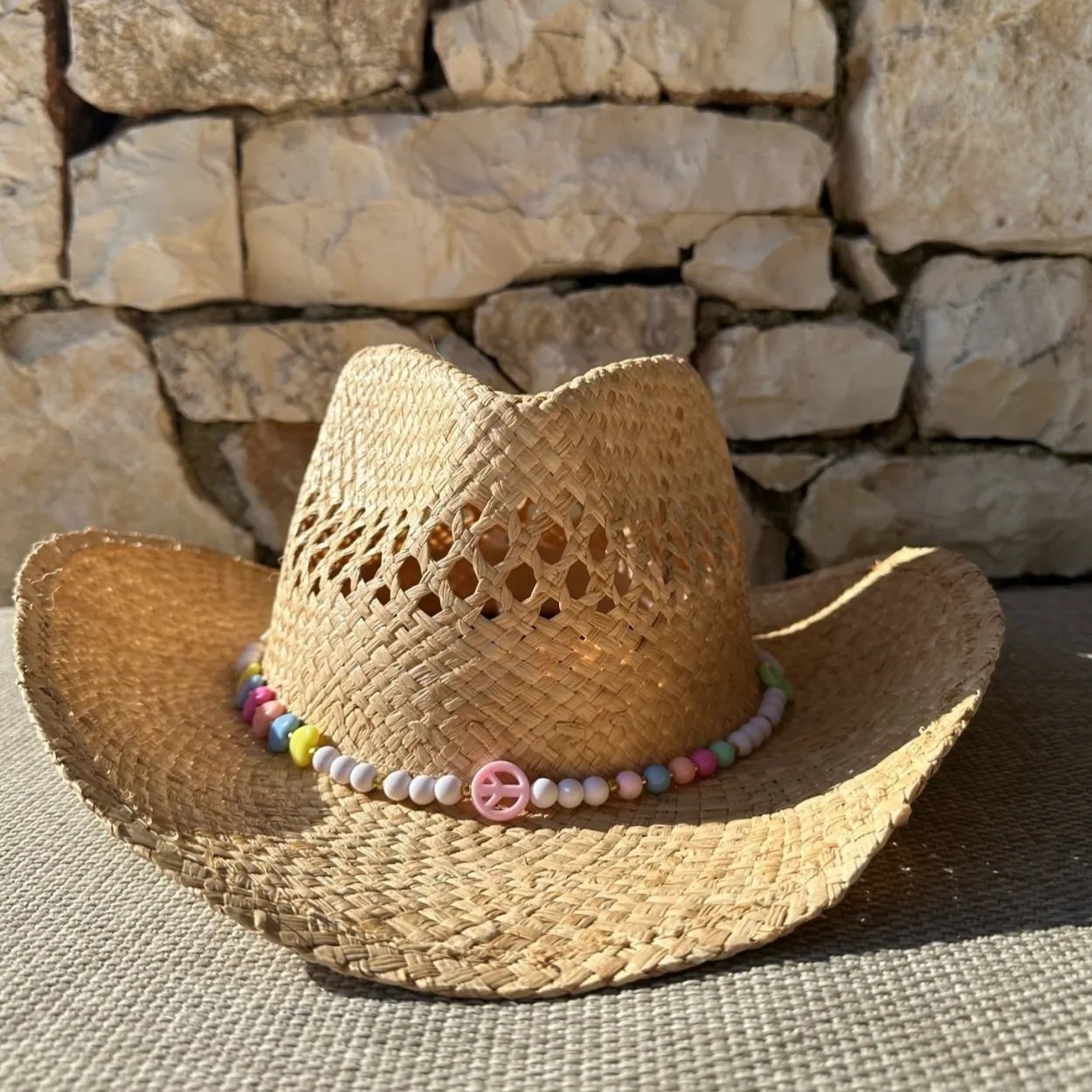 The Adult Cowboy Hat - Peace & Love Bead Band