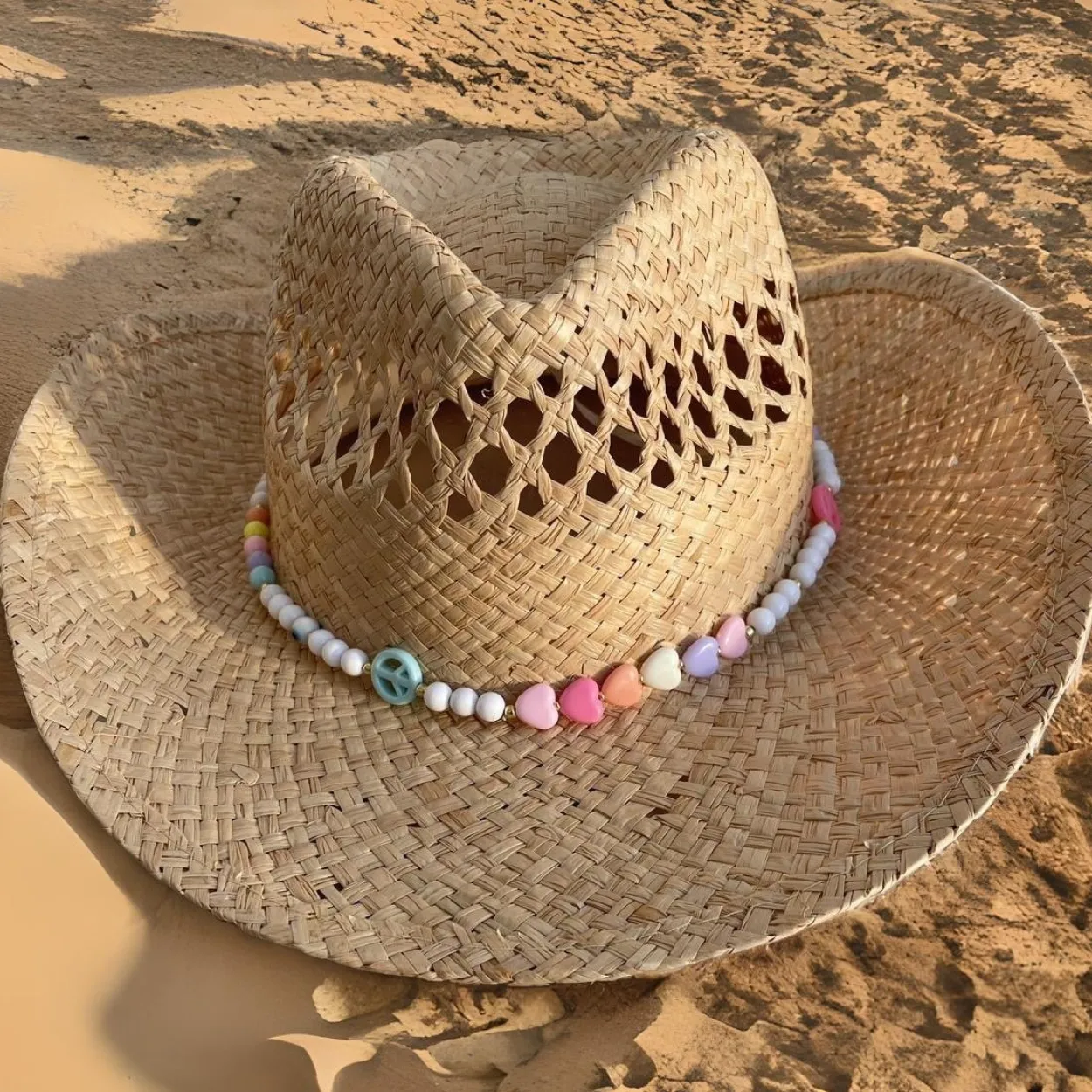 The Adult Cowboy Hat - Peace & Love Bead Band