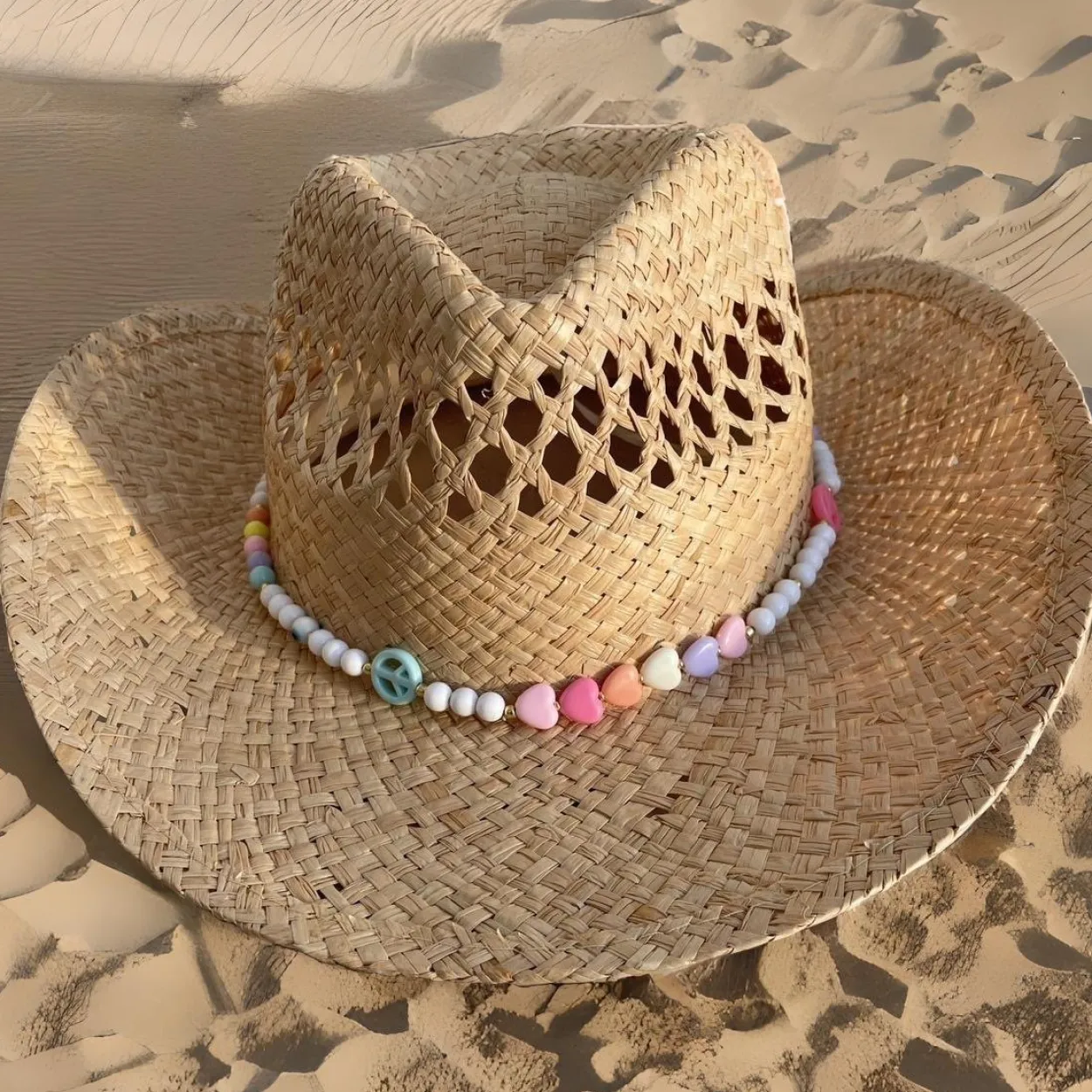 The Adult Cowboy Hat - Peace & Love Bead Band