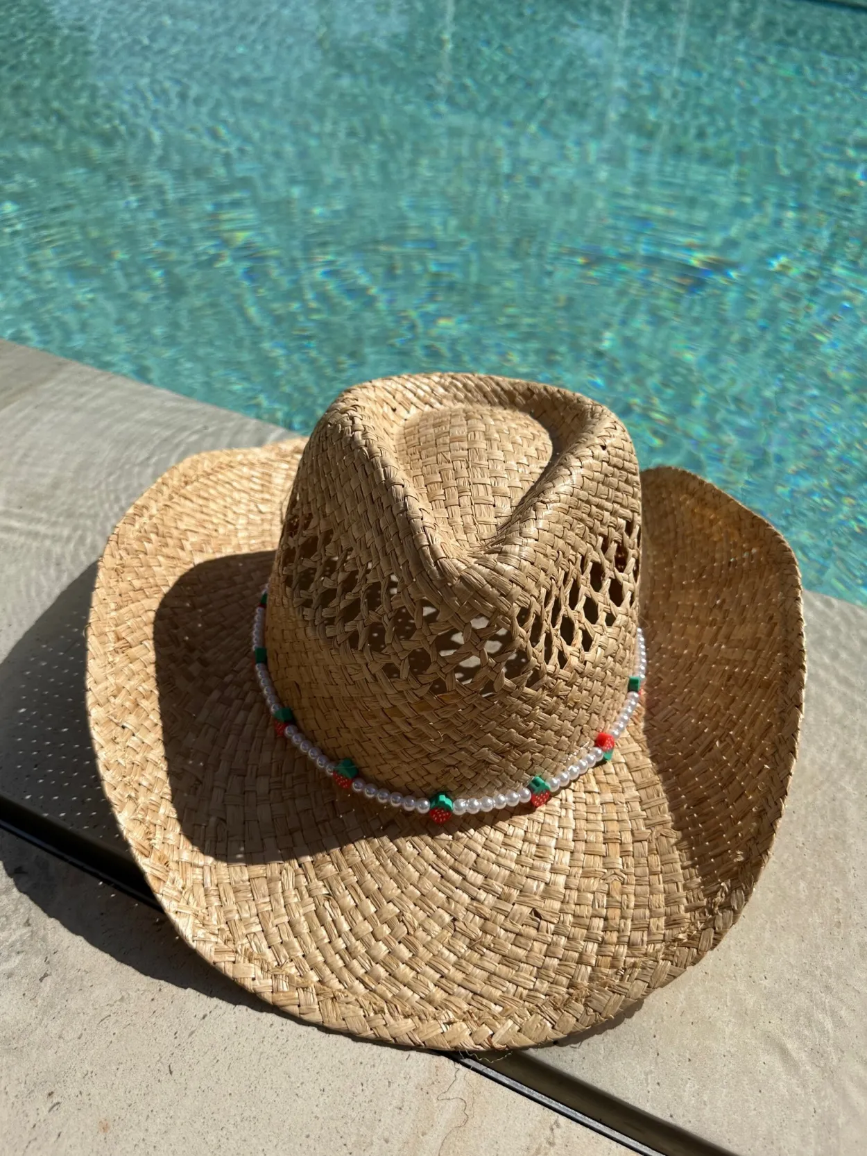 THE ADULT COWBOY HAT - STRAWBERRY PEARL BEAD BAND