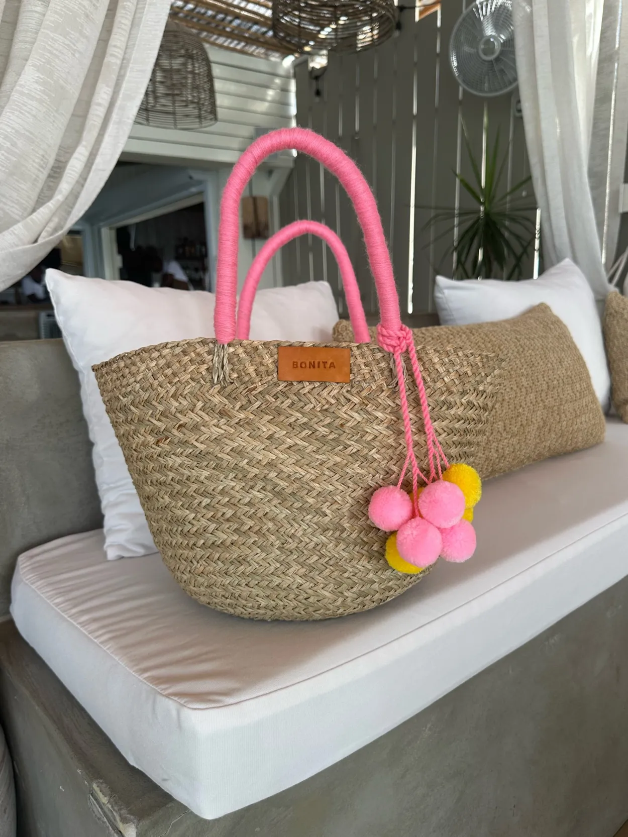 The Bali Pink Pom Pom Basket