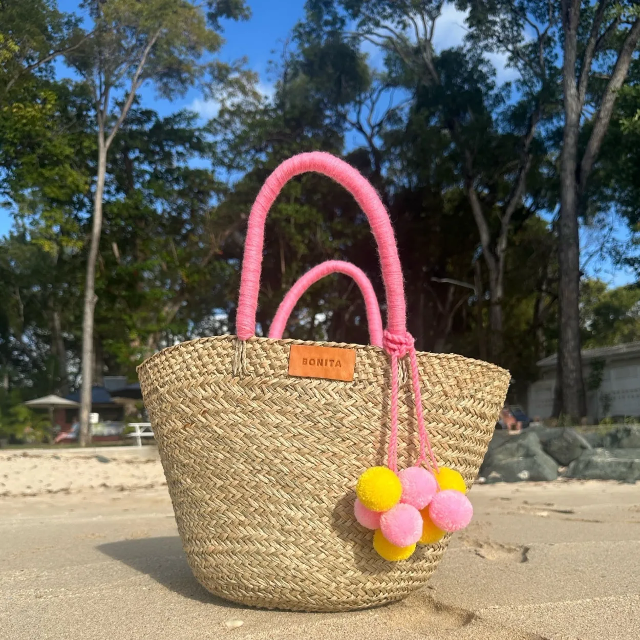 The Bali Pink Pom Pom Basket