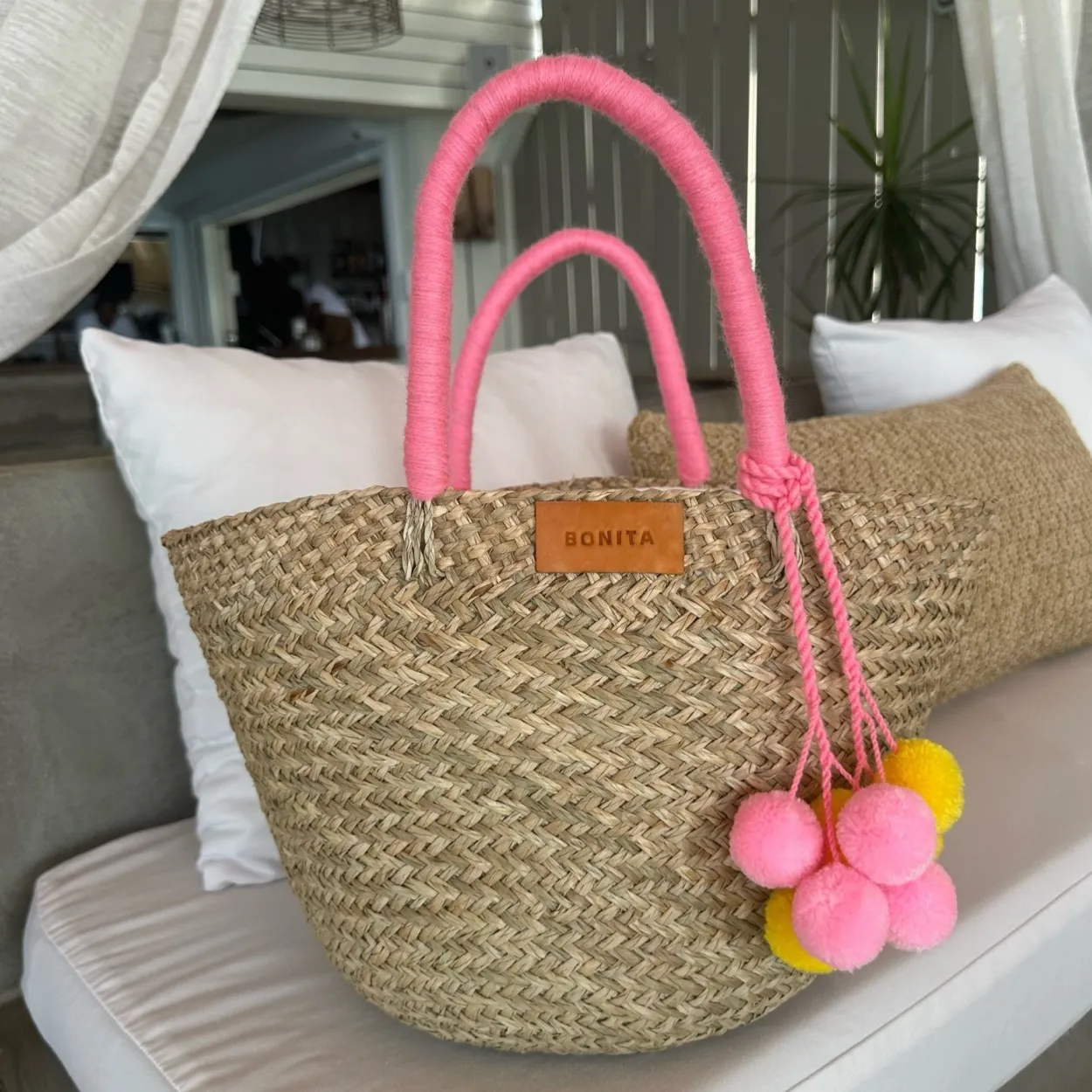 The Bali Pink Pom Pom Basket