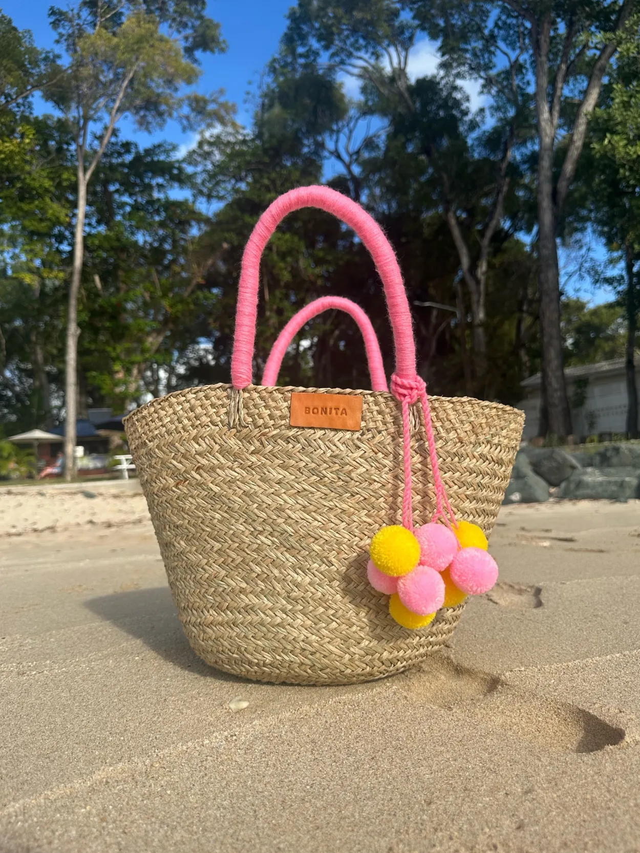 The Bali Pink Pom Pom Basket