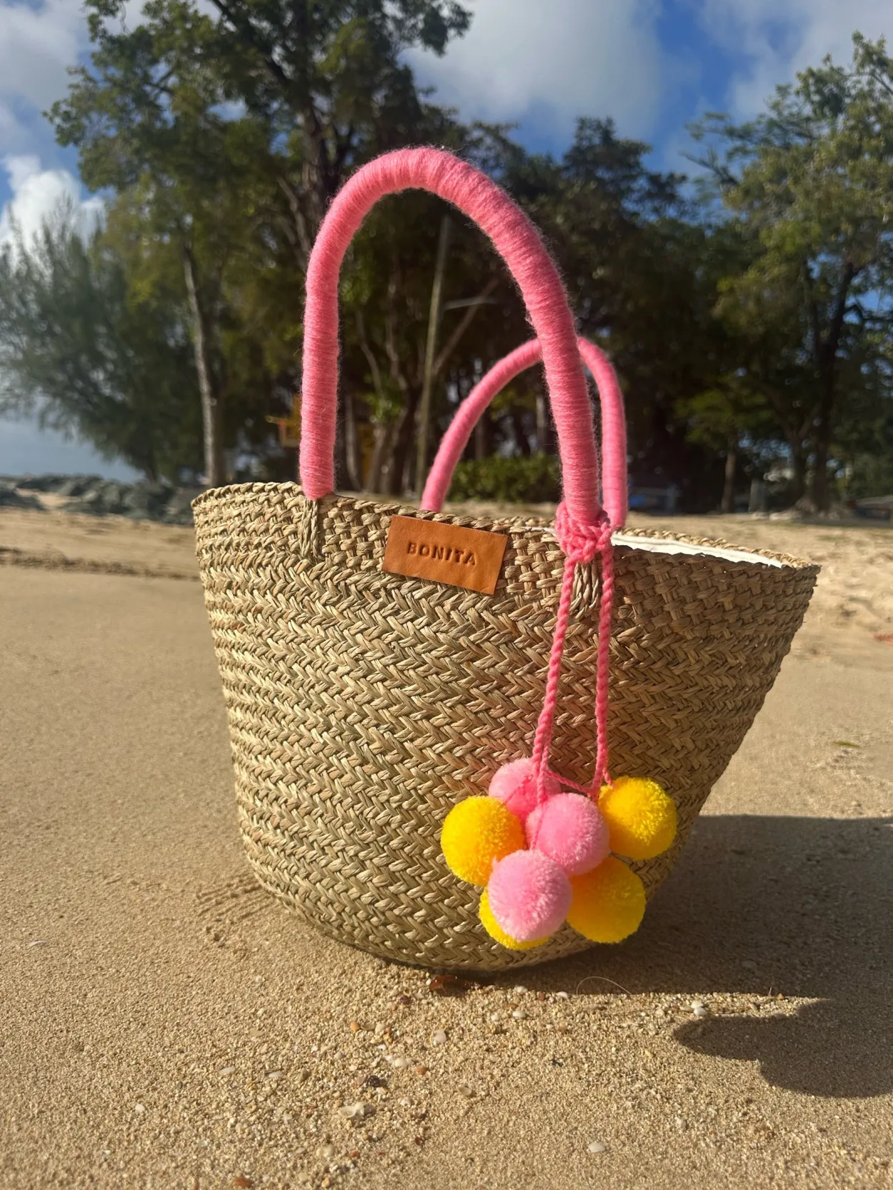The Bali Pink Pom Pom Basket
