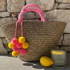 The Bali Pink Pom Pom Basket