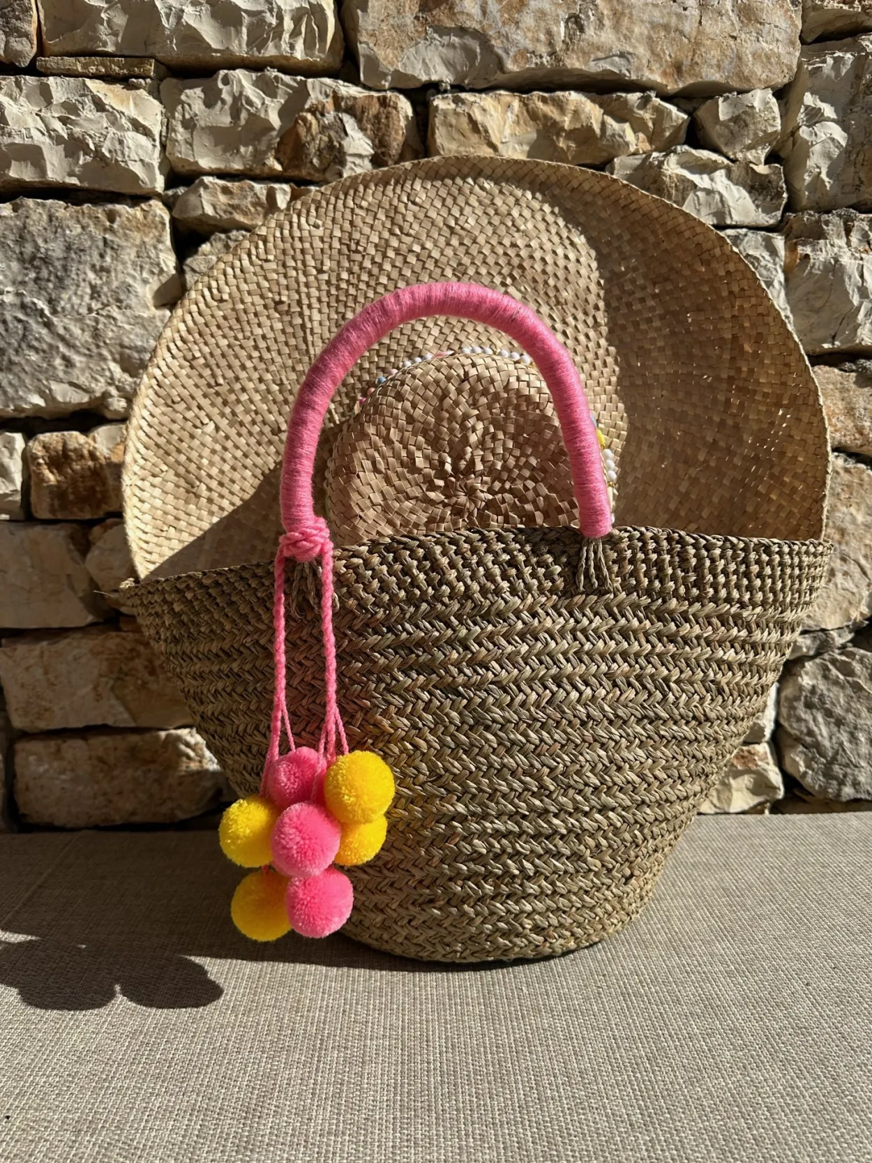 The Bali Pink Pom Pom Basket