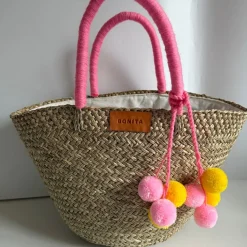 The Bali Pink Pom Pom Basket