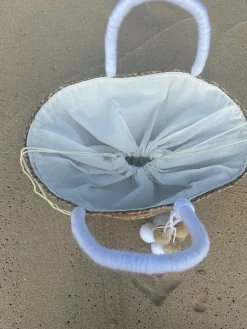 The Bali White Pom Pom Basket
