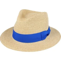 The Classic Fedora - Natural with Blue