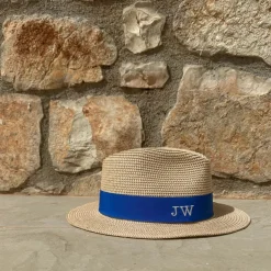 The Men's Classic Fedora - Natural with Blue
