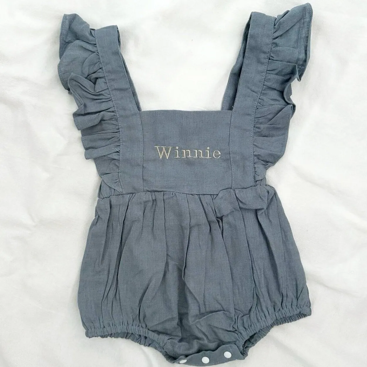 The Personalised Ruffle Romper - Blue