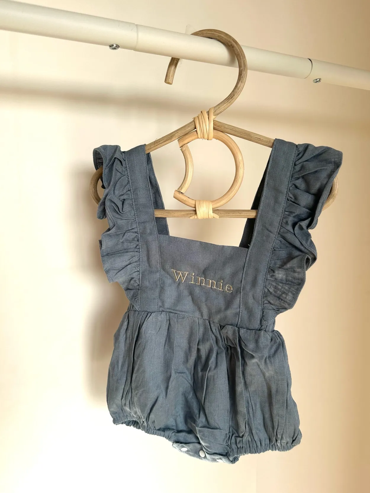 The Personalised Ruffle Romper - Blue