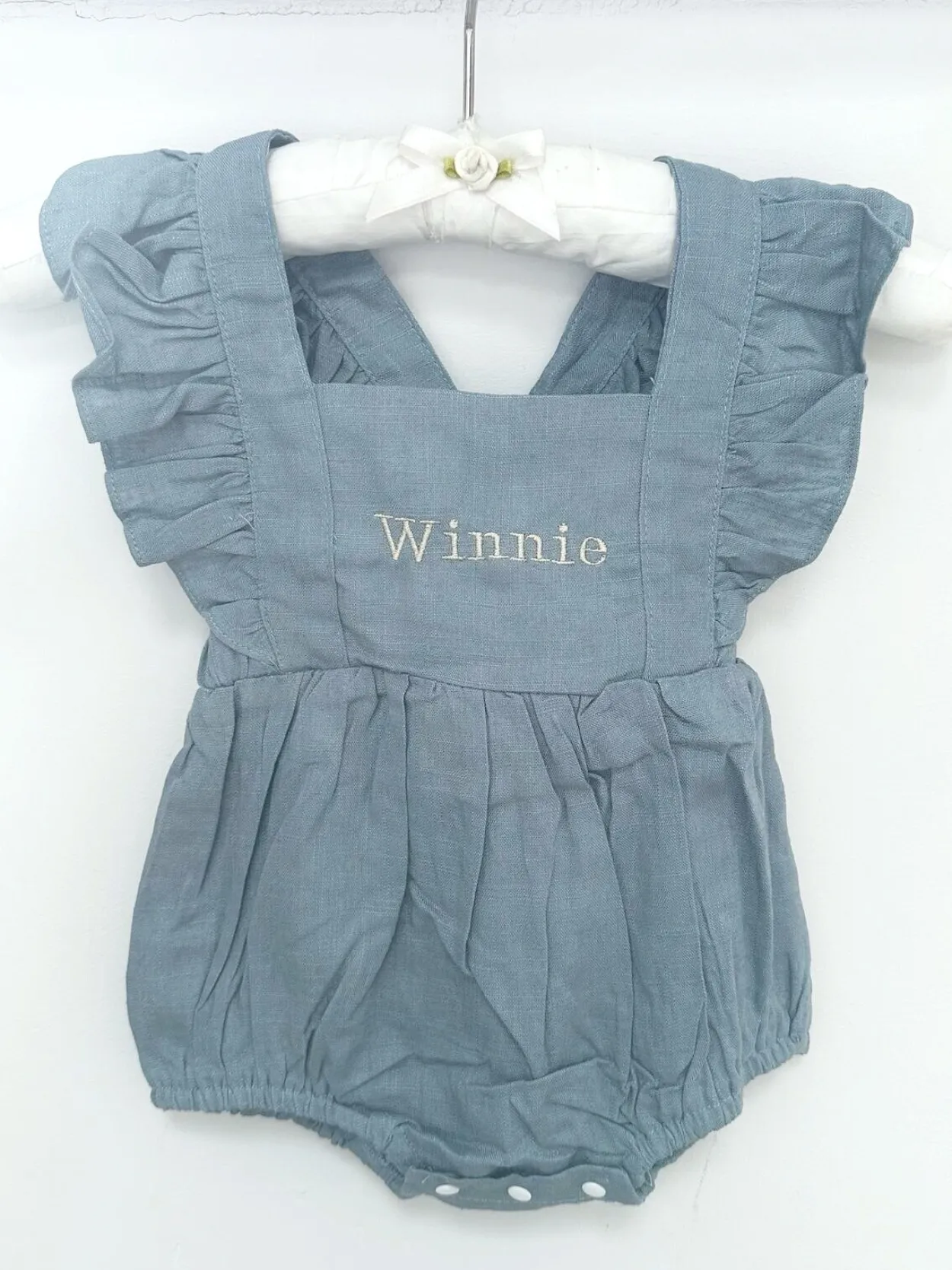 The Personalised Ruffle Romper - Blue