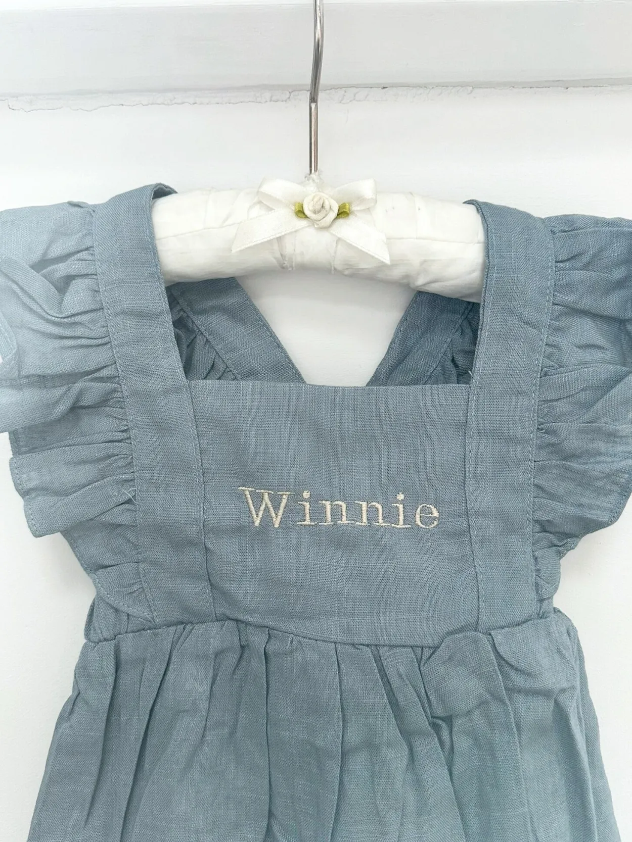 The Personalised Ruffle Romper - Blue