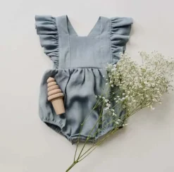 The Personalised Ruffle Romper - Blue