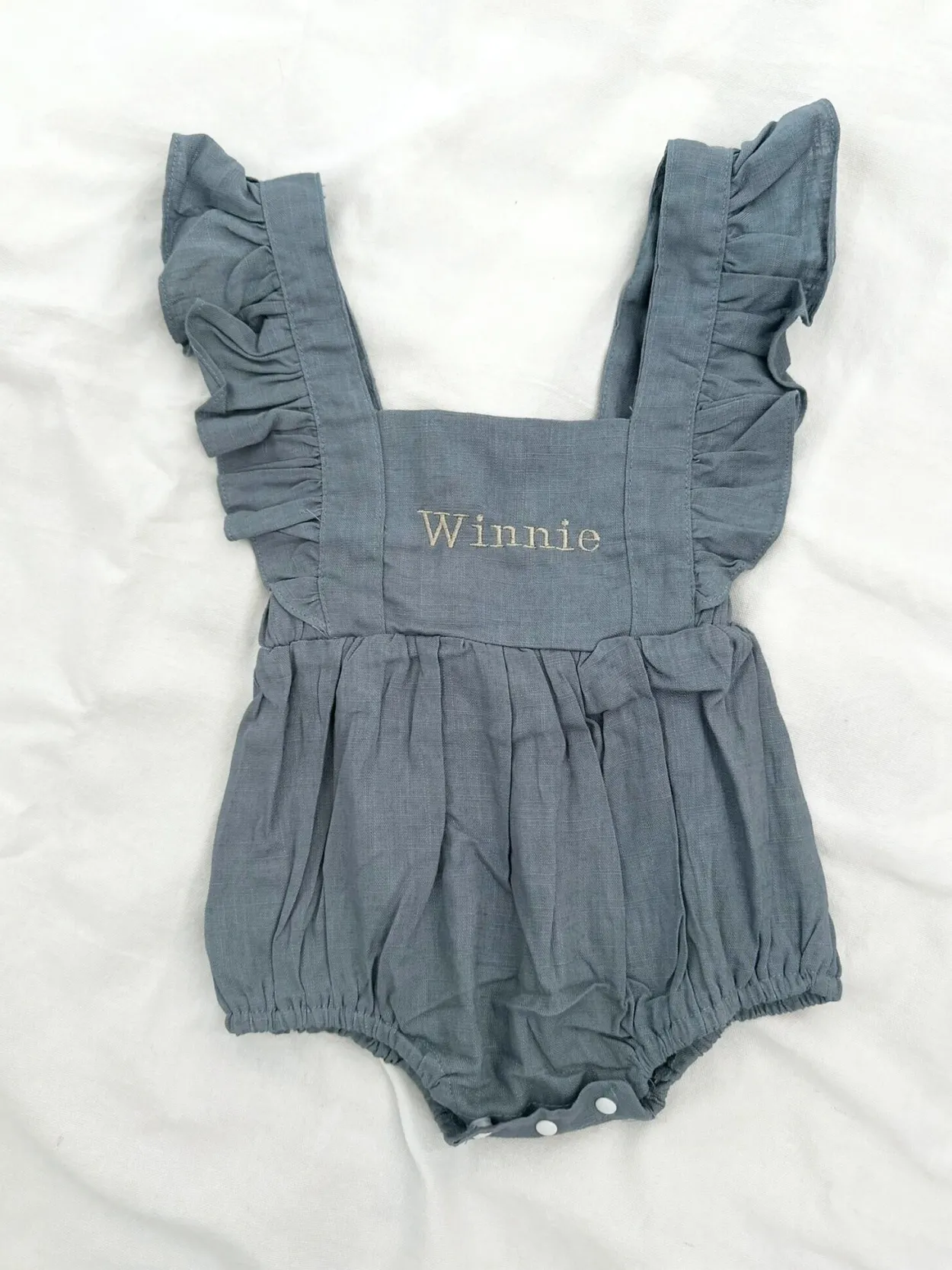 The Personalised Ruffle Romper - Blue