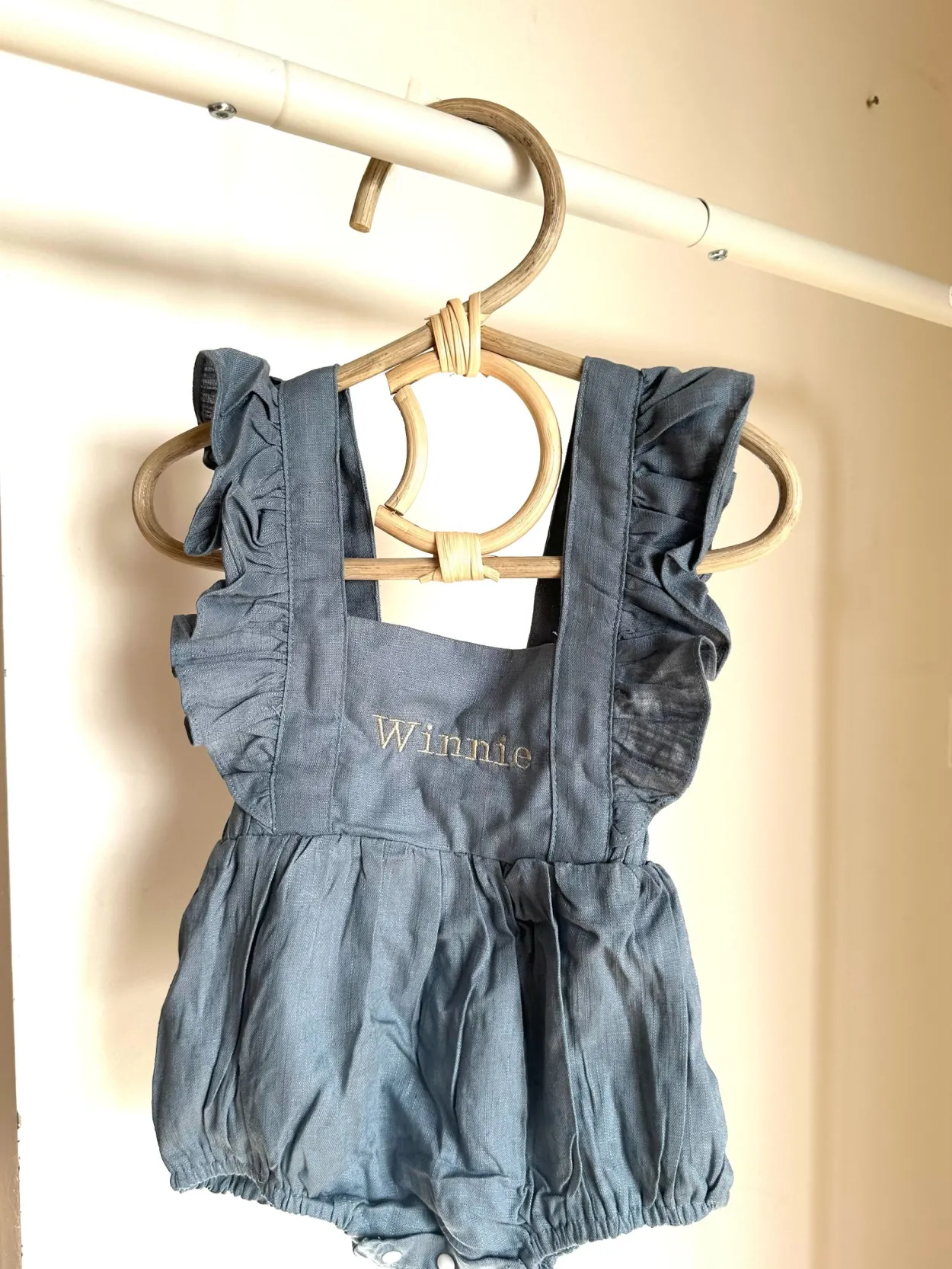The Personalised Ruffle Romper - Blue
