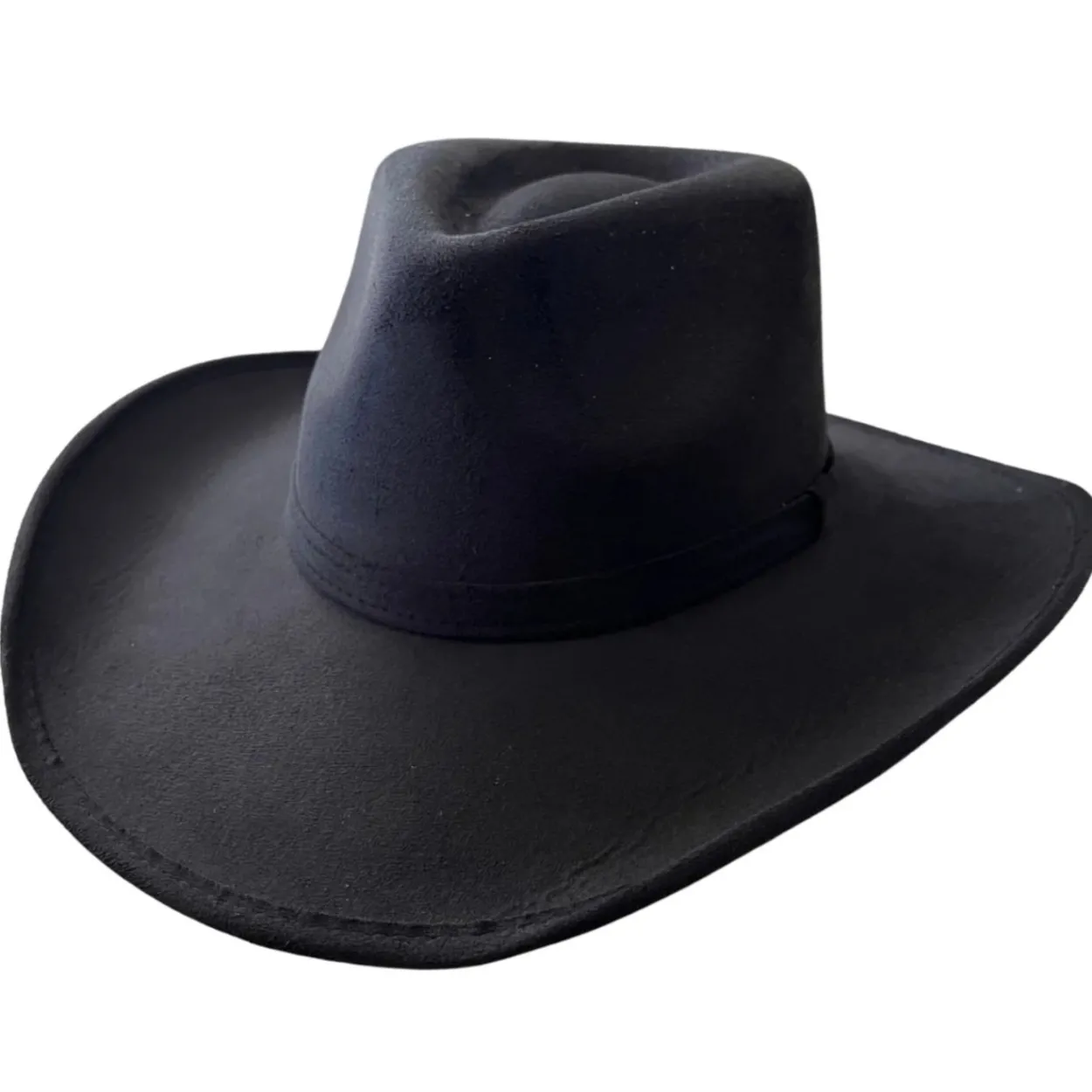 Vegan Suede Unisex Rancher Cowboy Hat - Black